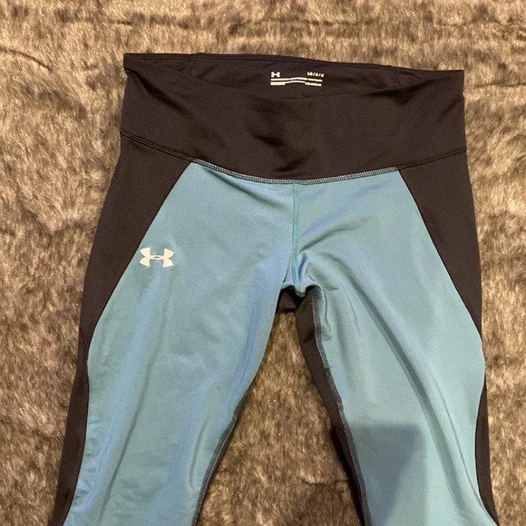 Under armour Teal black compression Cold gear leggings Sz L - Picture 6 of 11